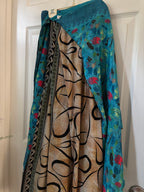 Bohemian Indian Silk Sari Wrap Skirt - Double Layer , Reversible | Free Flow Dancing Skirt