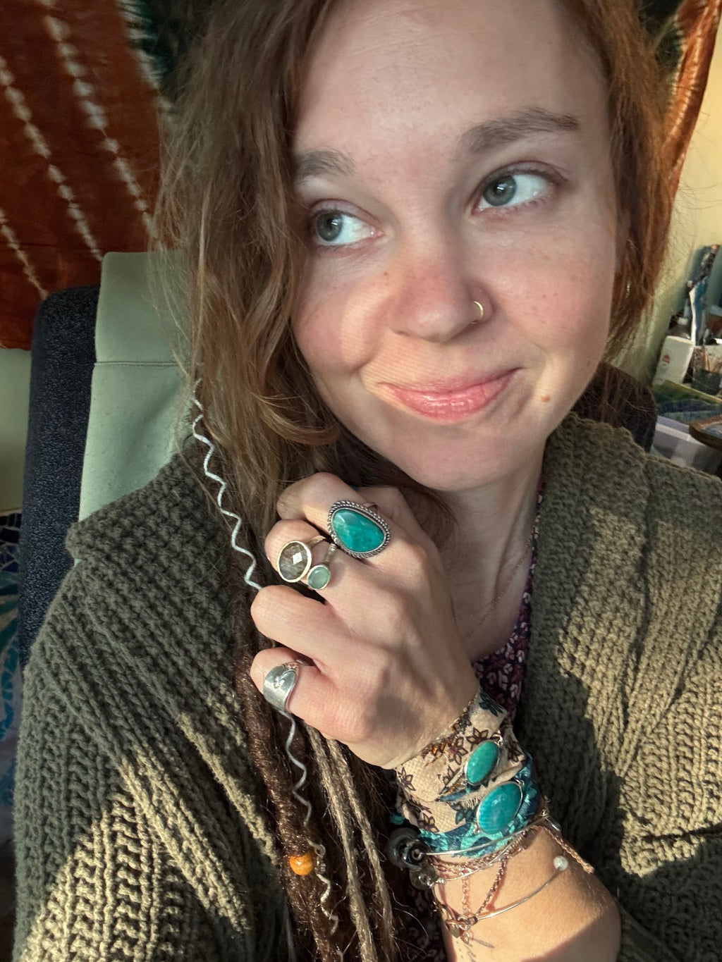 Natural Turquoise Sari Wrap Bracelet
