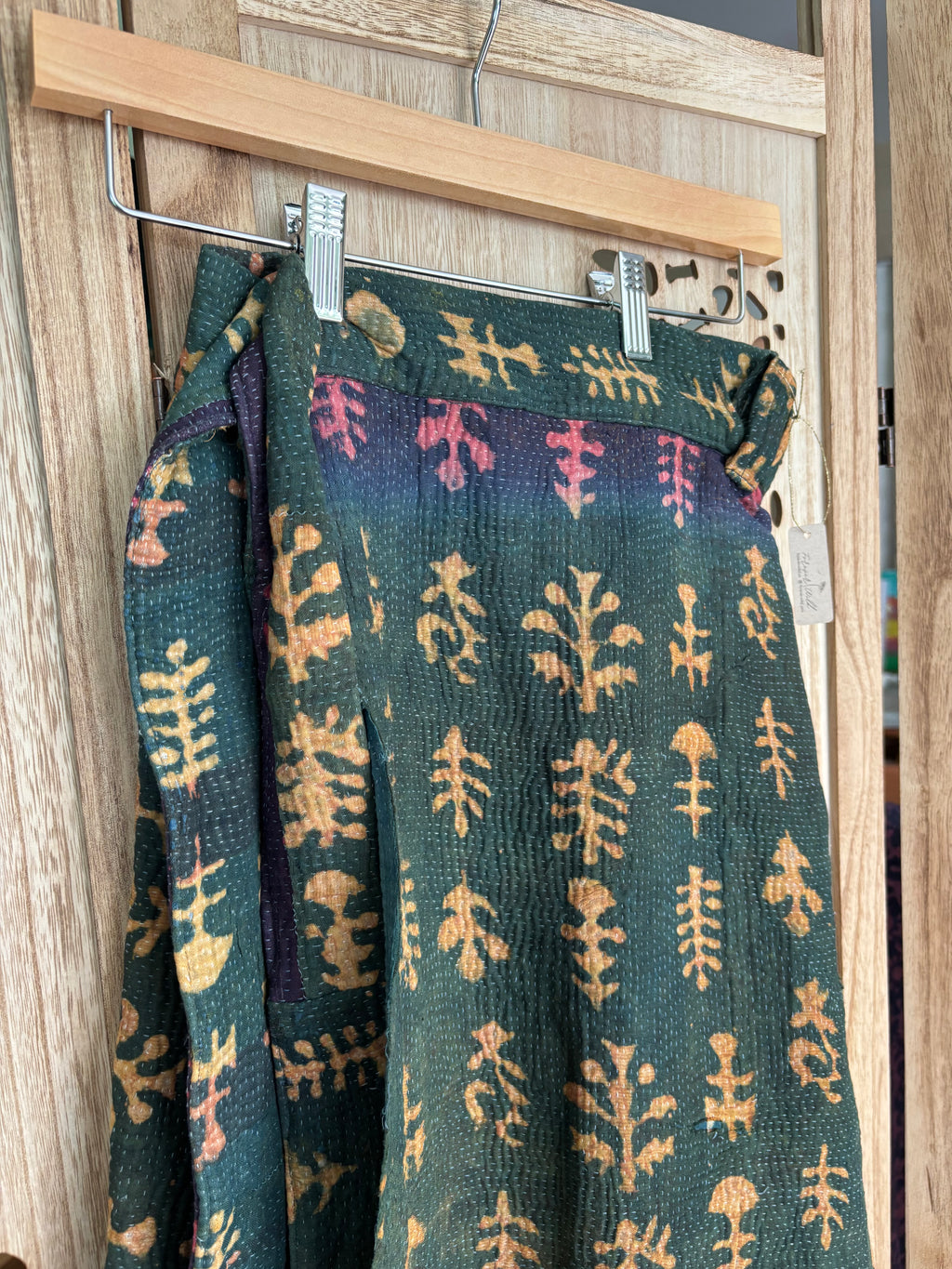 Indigo Kantha Wrap Skirt - Tribal Print