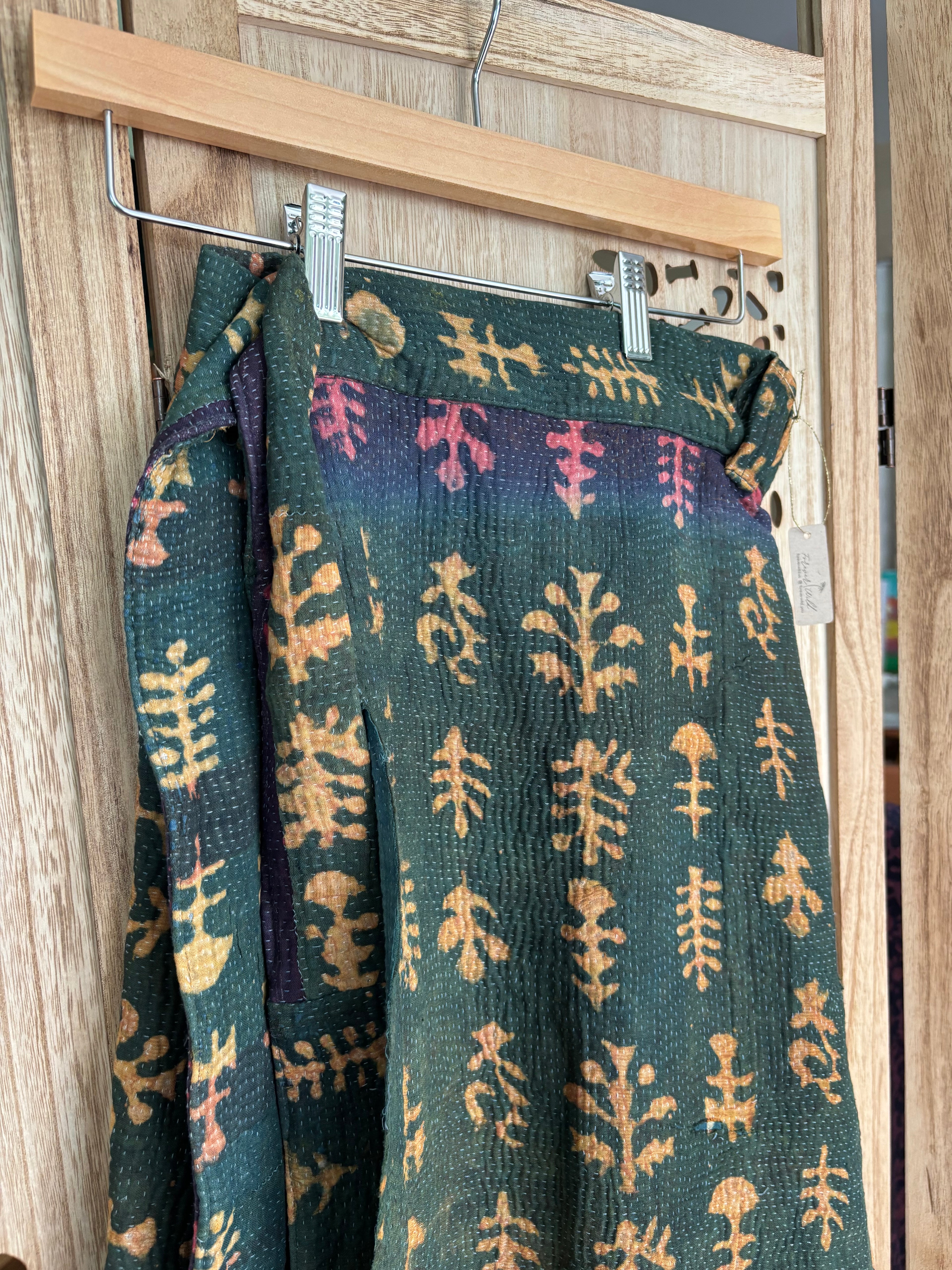 Indigo Kantha Wrap Skirt - Tribal Print