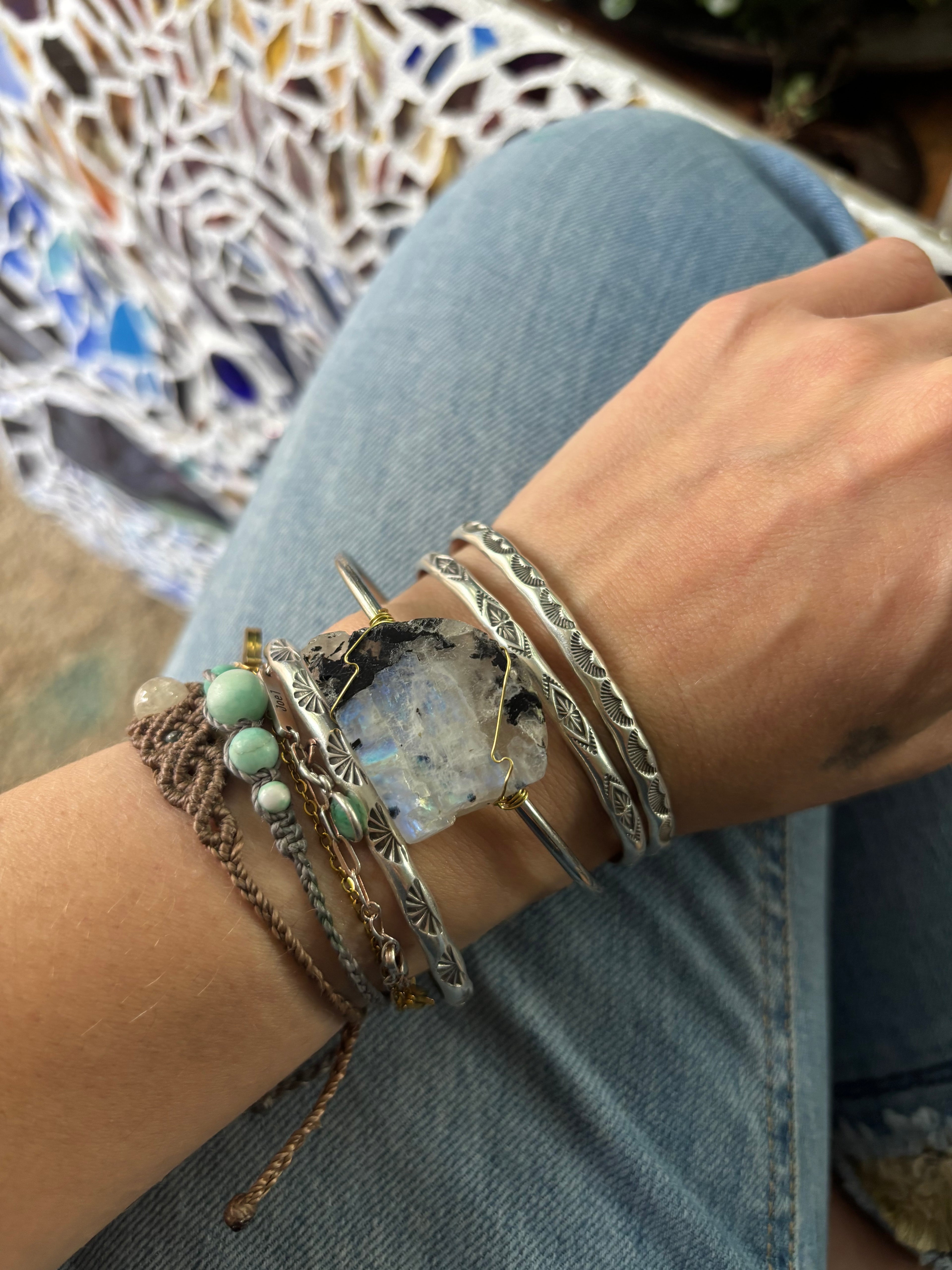 Raw Moonstone Cuff