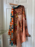 Silk Sari Wrap Skirt - Double Layer , Reversible | Free Flow Dancing Skirt