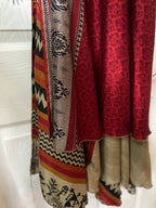 Warfare Worship Skirt | Bohemian Flowy Indian Silk Sari Wrap Skirt - Double Layer , Reversible | Free Flow Dancing Skirt