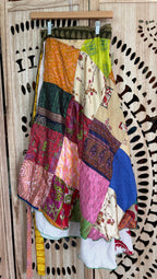 Patchwork Sari Silk Wrap Skirt