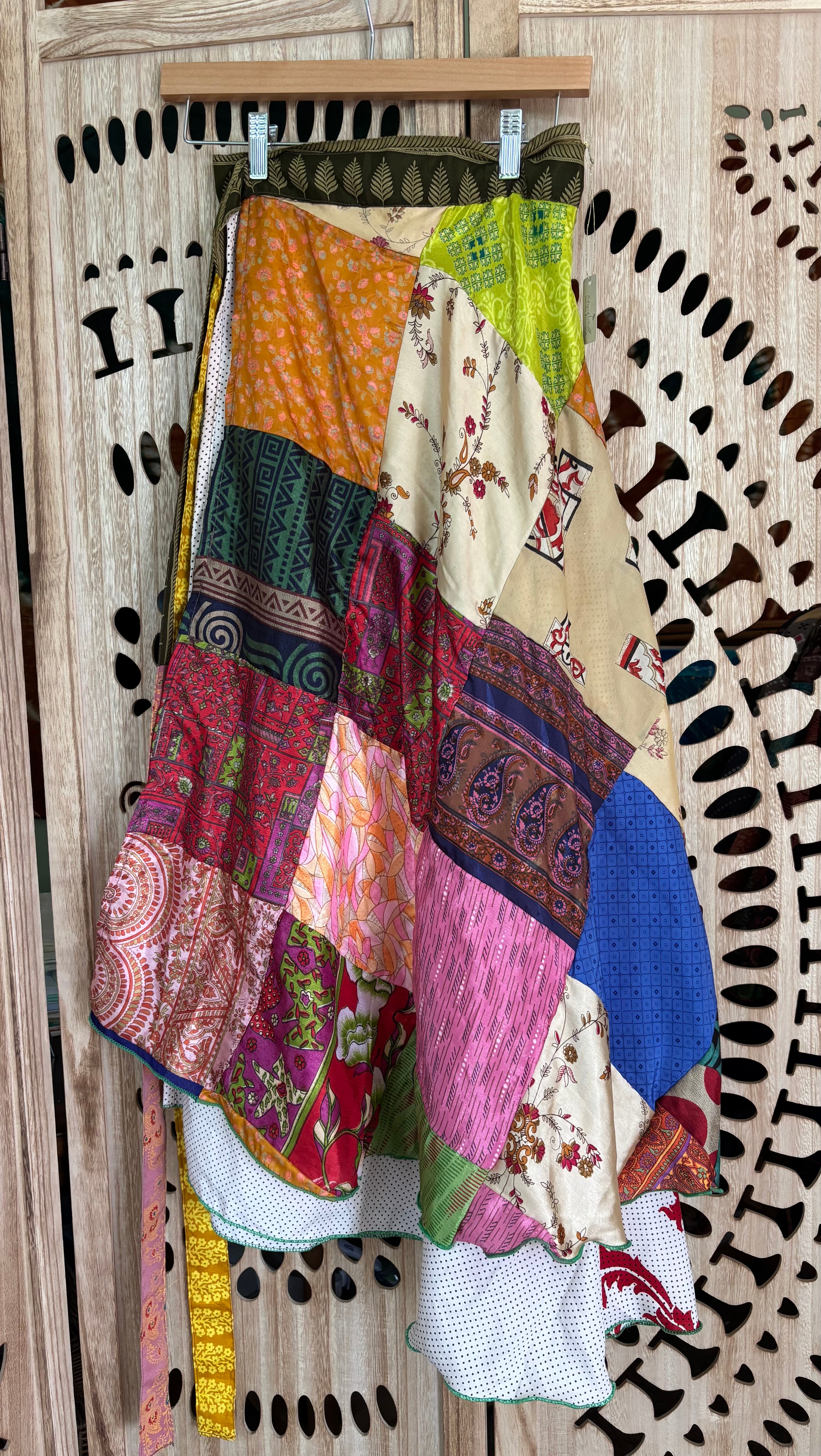 Patchwork Sari Silk Wrap Skirt