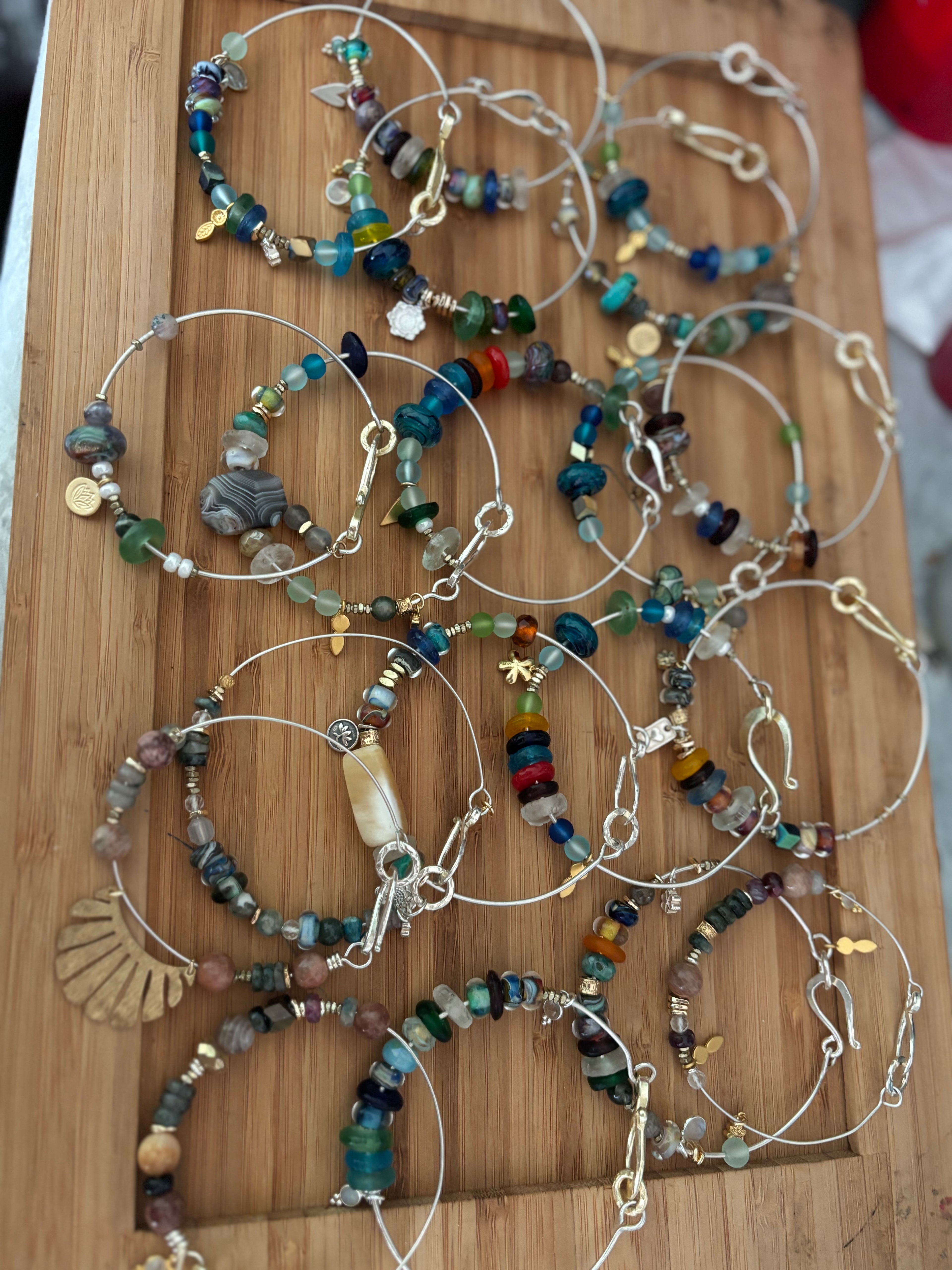Alaila Beaded Boho Bangles 925 Silver