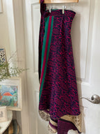 Worship Skirt | Bohemian Flowy Indian Silk Sari Wrap Skirt - Double Layer , Reversible | Free Flow Dancing Skirt