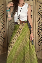 Worship Skirt | Bohemian Flowy Indian Silk Sari Wrap Skirt - Double Layer , Reversible | Free Flow Dancing Skirt