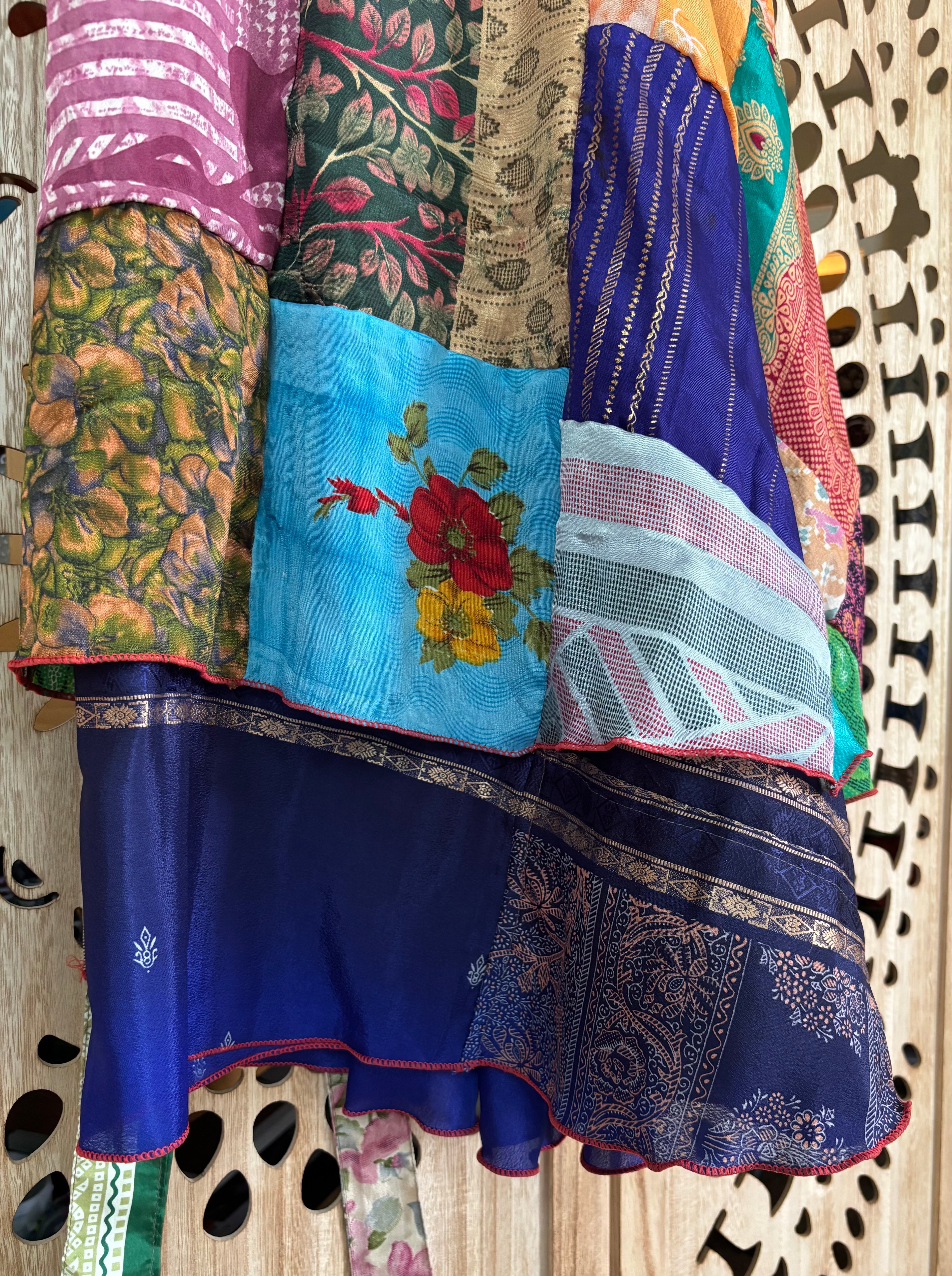 Patchwork Silk Sari Wrap Skirt