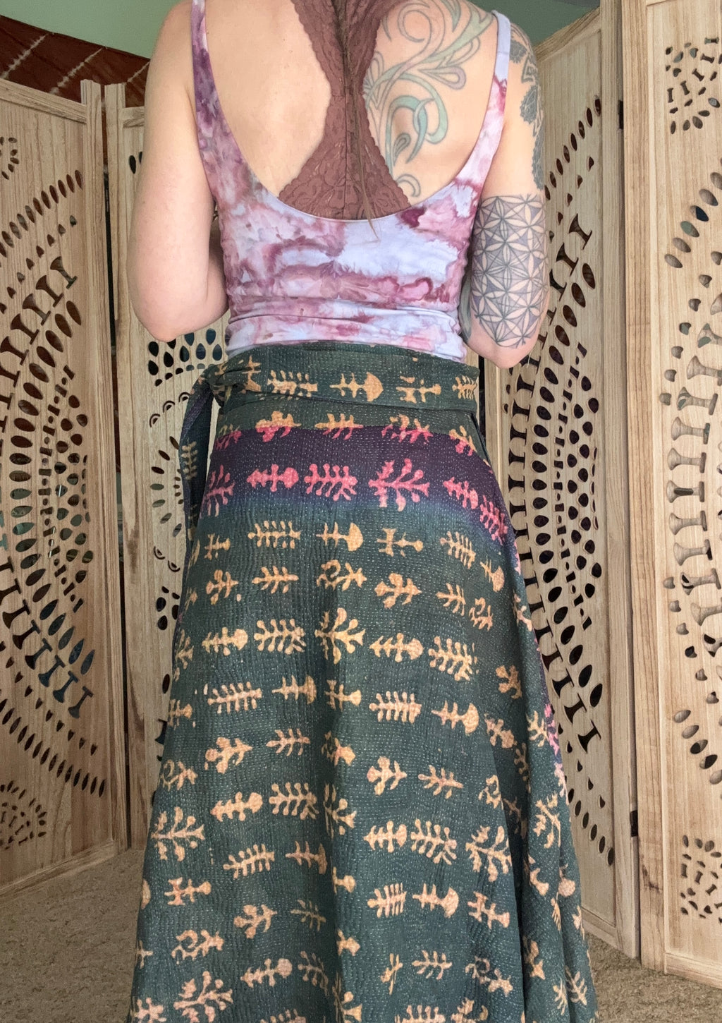 Indigo Kantha Wrap Skirt - Tribal Print