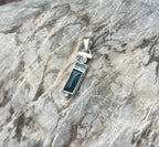 Tourmaline + Raw Emerald + Moonstone Solid Sterling 925 Silver Ethnic Pendant
