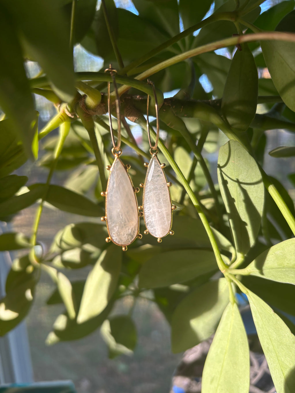Moonstone Bohemian Tribal 14k Gold on Brass Earrings