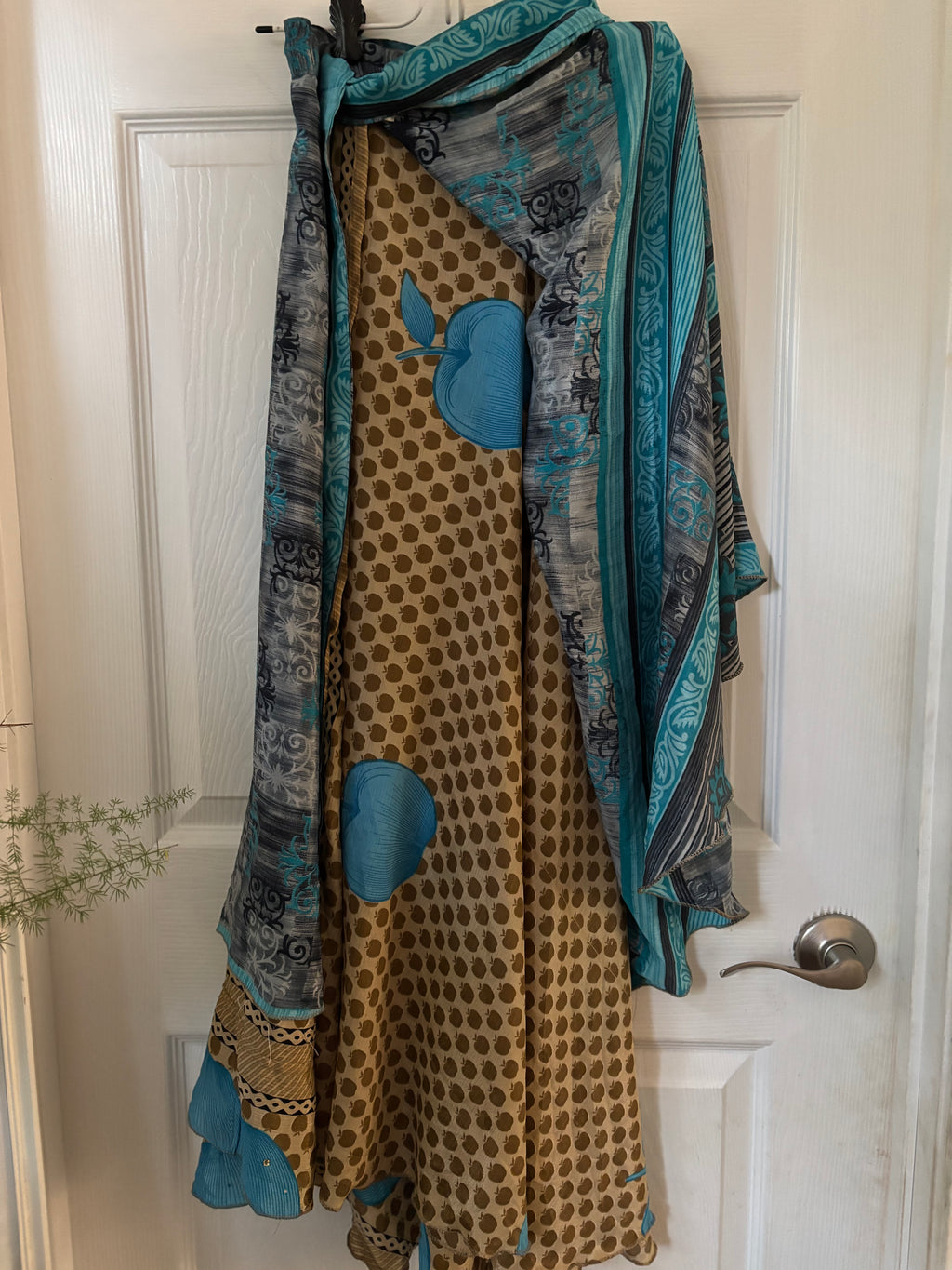 Bohemian Indian Silk Sari Wrap Skirt - Double Layer , Reversible | Free Flow Dancing Skirt