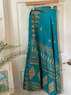 Warfare Worship Skirt | Bohemian Flowy Indian Silk Sari Wrap Skirt - Double Layer , Reversible | Free Flow Dancing Skirt