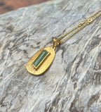 14k Gold Bicolor Green Ombre Tourmaline Sunburst Necklace