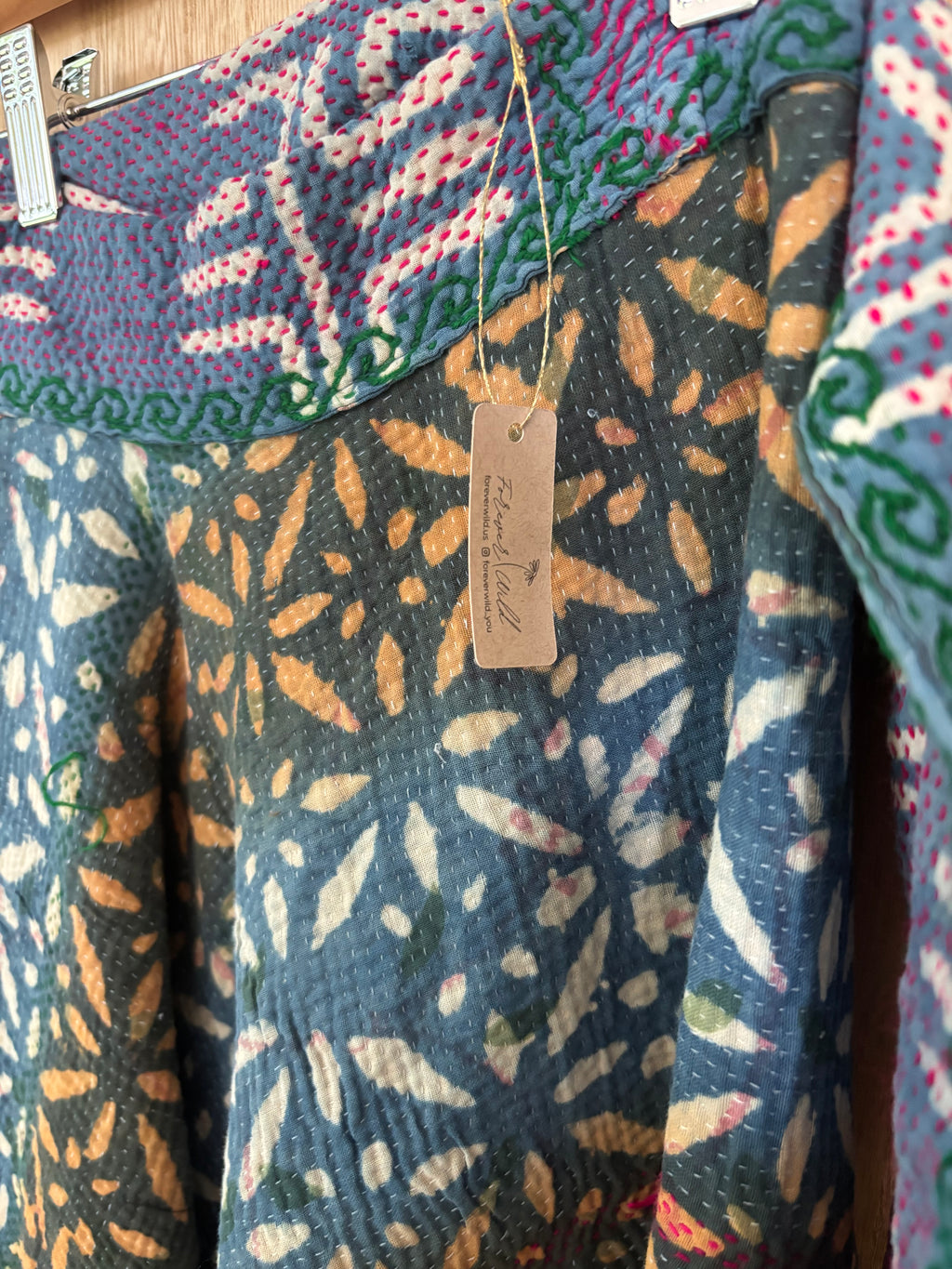 Indigo Kantha Wrap Skirt - Tribal Print