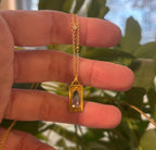 14k Gold Rosecut Bicolor Tourmaline Etched Necklace