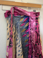 Knee Length Bohemian Flowy Dancing Worship Skirt | Indian Silk Sari Wrap Skirt - Double Layer , Reversible