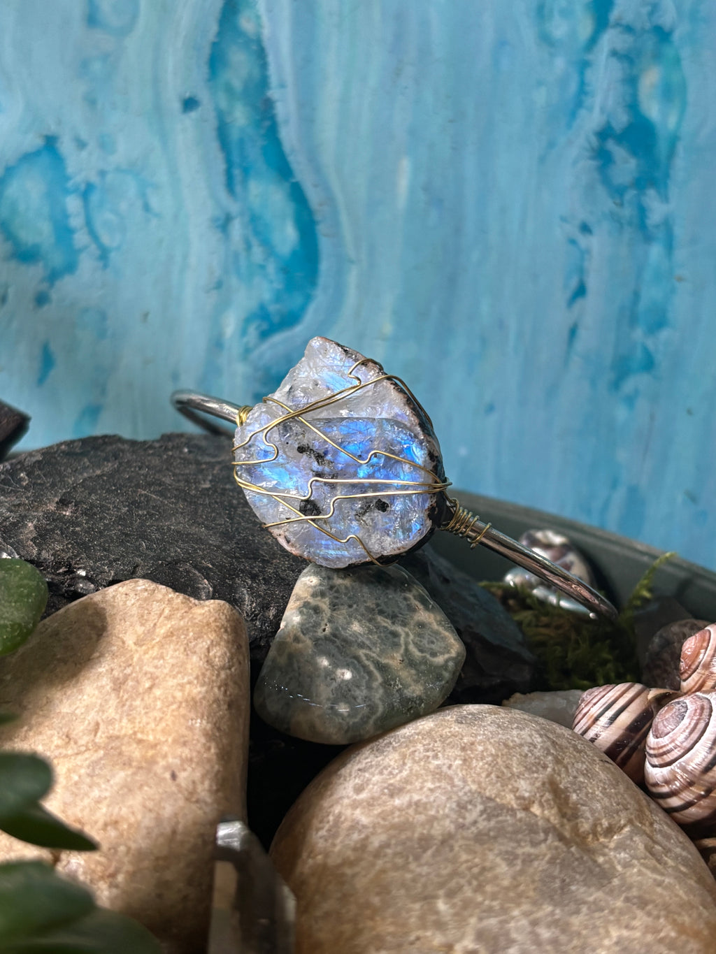 Raw Moonstone Cuff