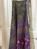 Worship Skirt | Bohemian Flowy Indian Silk Sari Wrap Skirt - Double Layer , Reversible | Free Flow Dancing Skirt