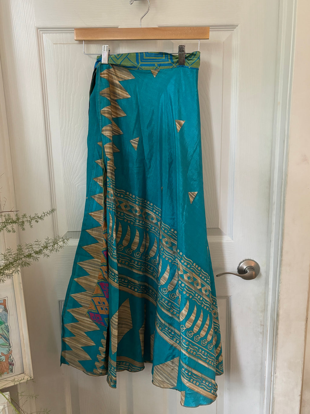 Warfare Worship Skirt | Bohemian Flowy Indian Silk Sari Wrap Skirt - Double Layer , Reversible | Free Flow Dancing Skirt
