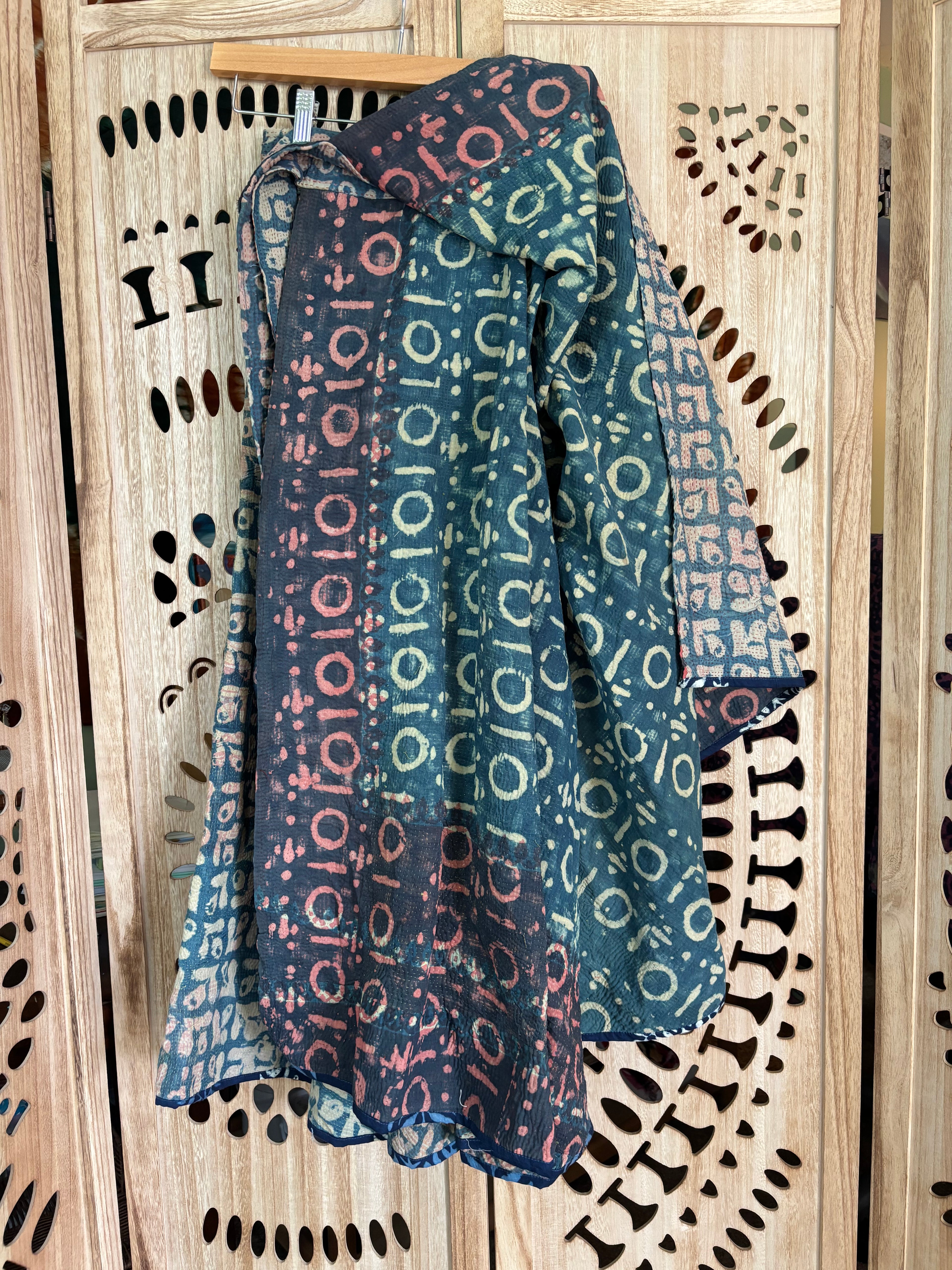 Indigo Kantha Wrap Skirt - Tribal Print