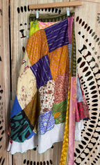 Patchwork Sari Silk Wrap Skirt