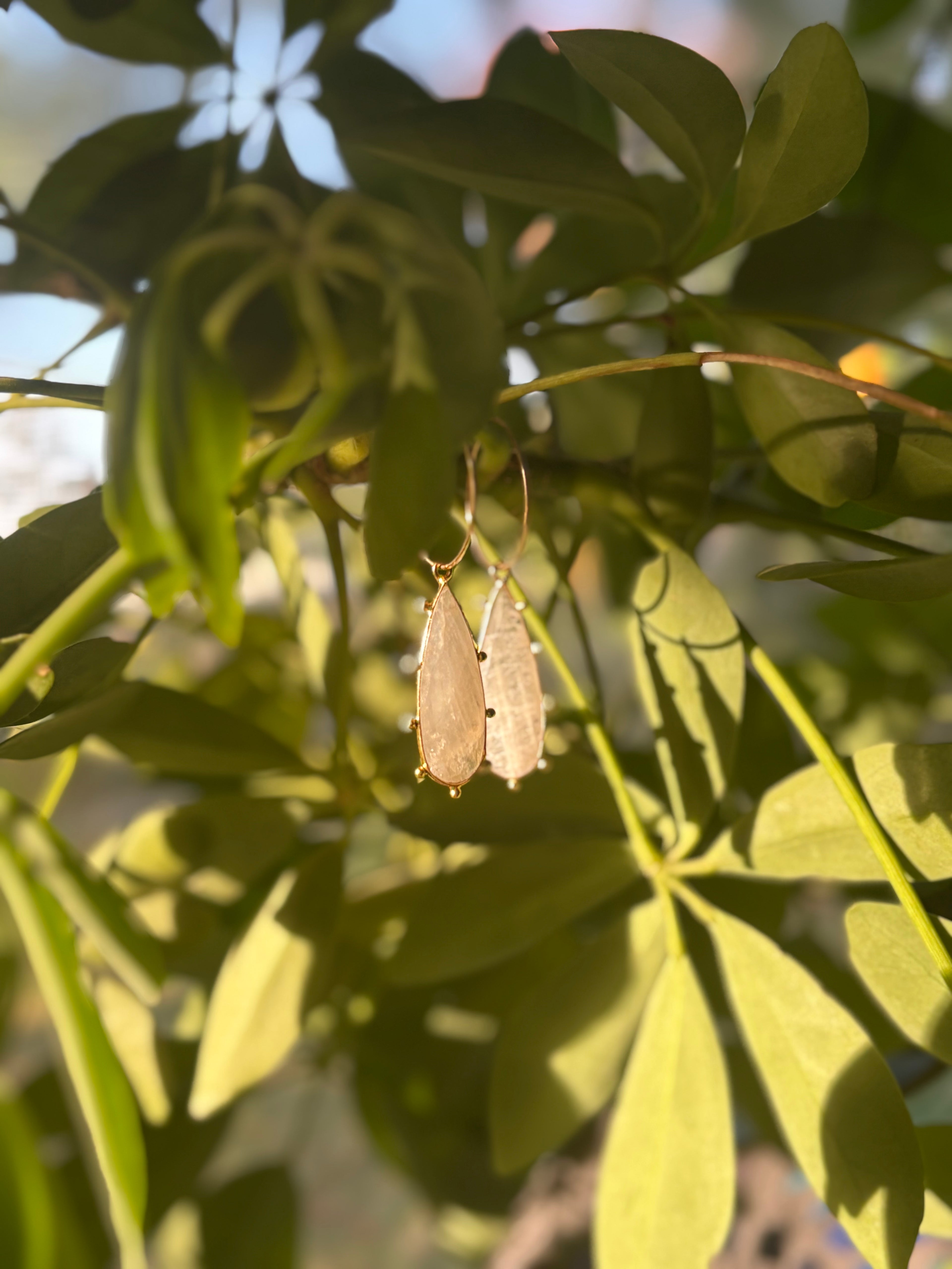 Moonstone Bohemian Tribal 14k Gold on Brass Earrings