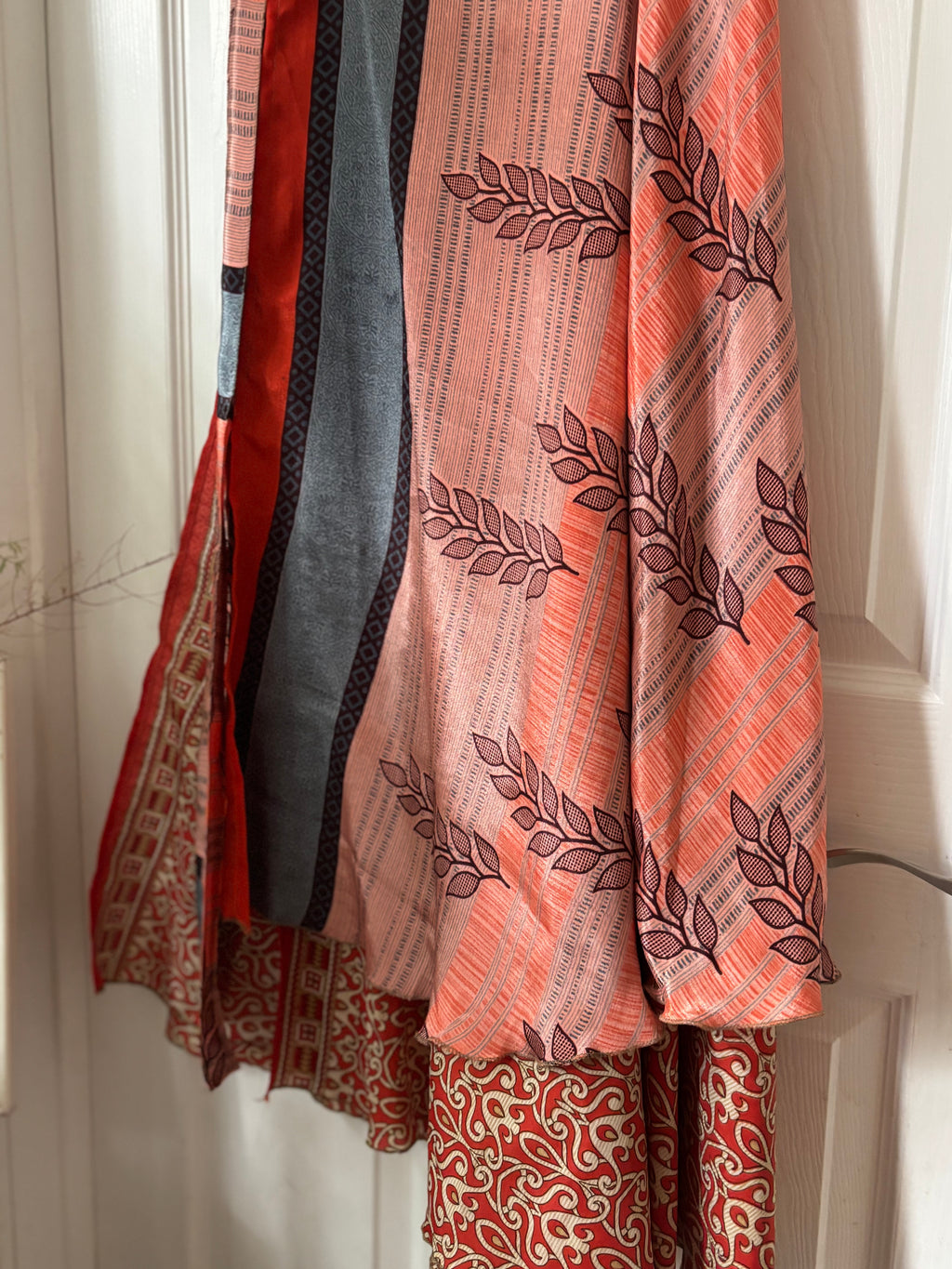 Warfare Worship Skirt | Bohemian Flowy Indian Silk Sari Wrap Skirt - Double Layer , Reversible | Free Flow Dancing Skirt