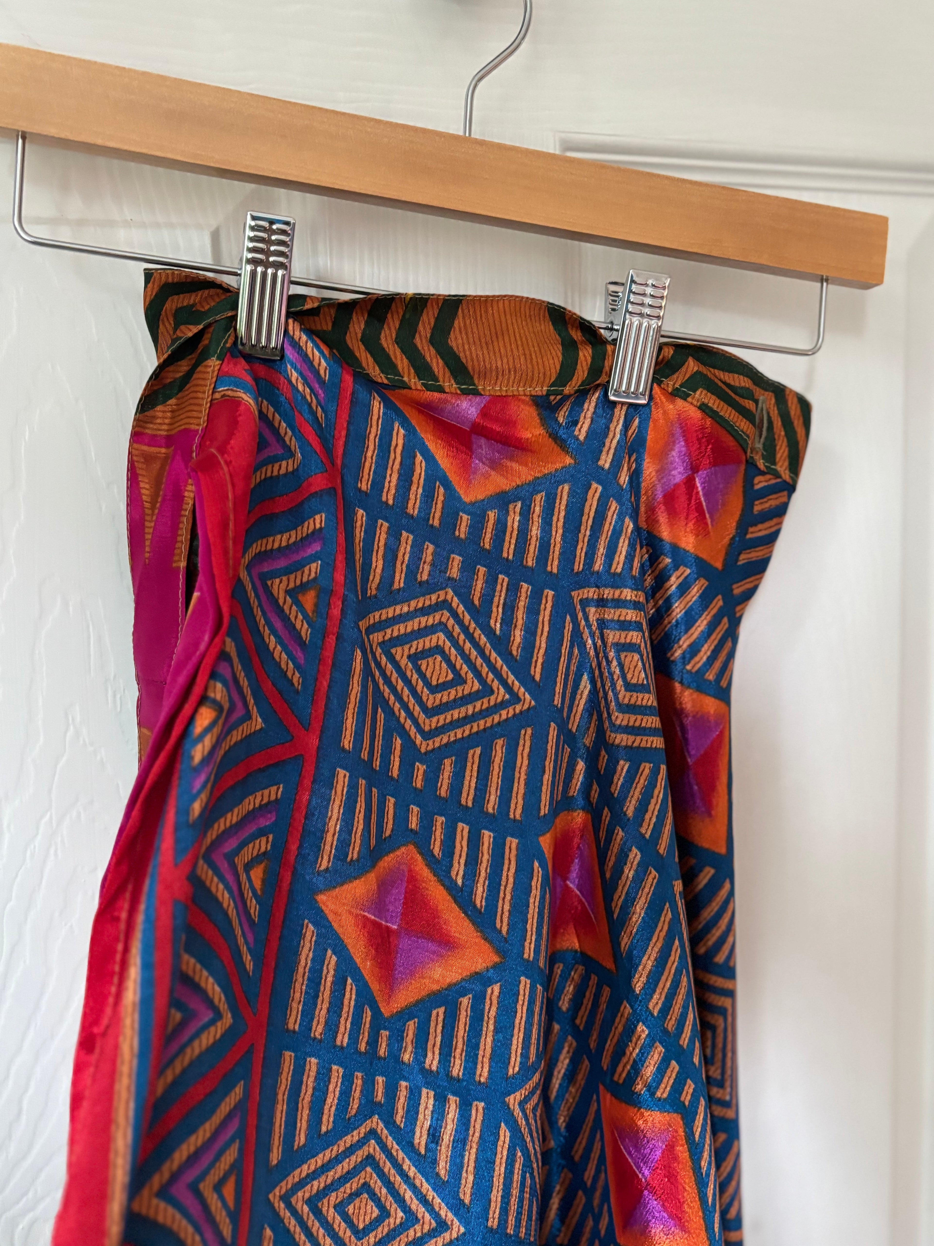 Warfare Worship Skirt | Bohemian Flowy Indian Silk Sari Wrap Skirt - Double Layer , Reversible | Free Flow Dancing Skirt