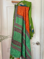 Bohemian Flowy Indian Silk Sari Wrap Skirt - Double Layer , Reversible | Free Flow Dancing Skirt
