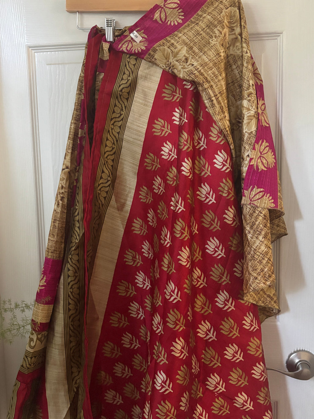 Bohemian Flowy Indian Silk Sari Wrap Skirt - Double Layer , Reversible | Free Flow Dancing Skirt