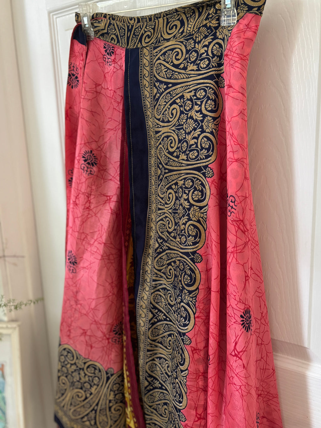 Warfare Worship Skirt | Bohemian Flowy Indian Silk Sari Wrap Skirt - Double Layer , Reversible | Free Flow Dancing Skirt