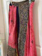 Warfare Worship Skirt | Bohemian Flowy Indian Silk Sari Wrap Skirt - Double Layer , Reversible | Free Flow Dancing Skirt