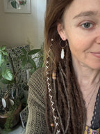 Moonstone Bohemian Tribal 14k Gold on Brass Earrings