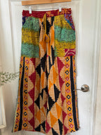 Handmade 100% Cotton Kantha Quilted Reversible Wide Leg Pants