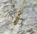 14k Gold Bicolor Tourmaline Baguette Necklace
