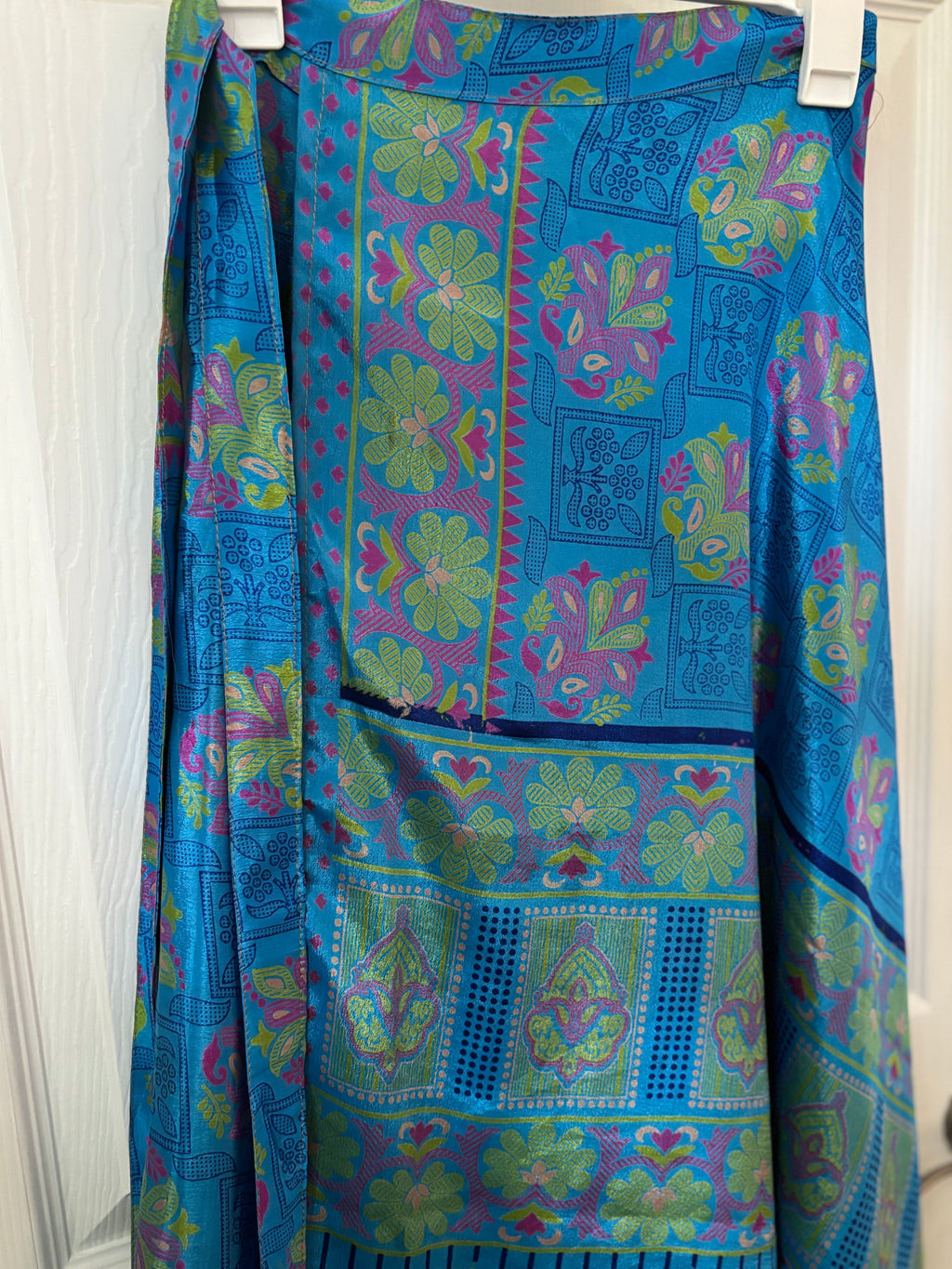 Worship Skirt | Bohemian Flowy Indian Silk Sari Wrap Skirt - Double Layer , Reversible | Free Flow Dancing Skirt