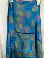 Worship Skirt | Bohemian Flowy Indian Silk Sari Wrap Skirt - Double Layer , Reversible | Free Flow Dancing Skirt