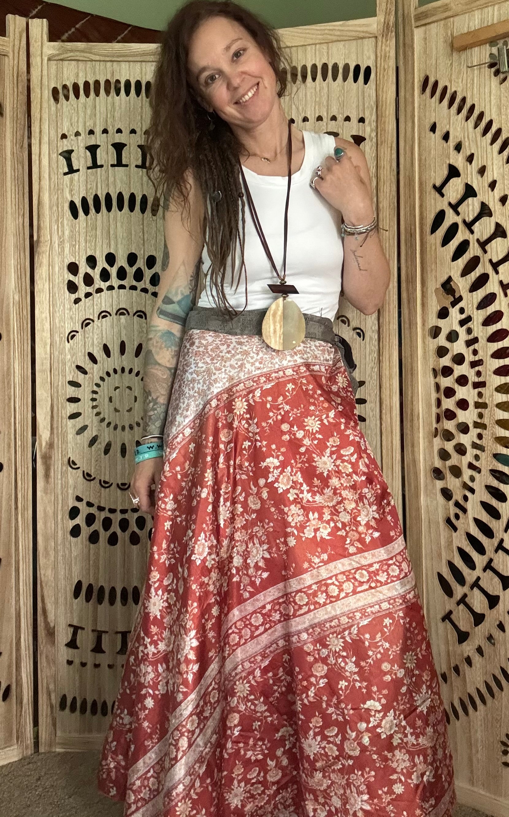 Patchwork Silk Sari Wrap Skirt
