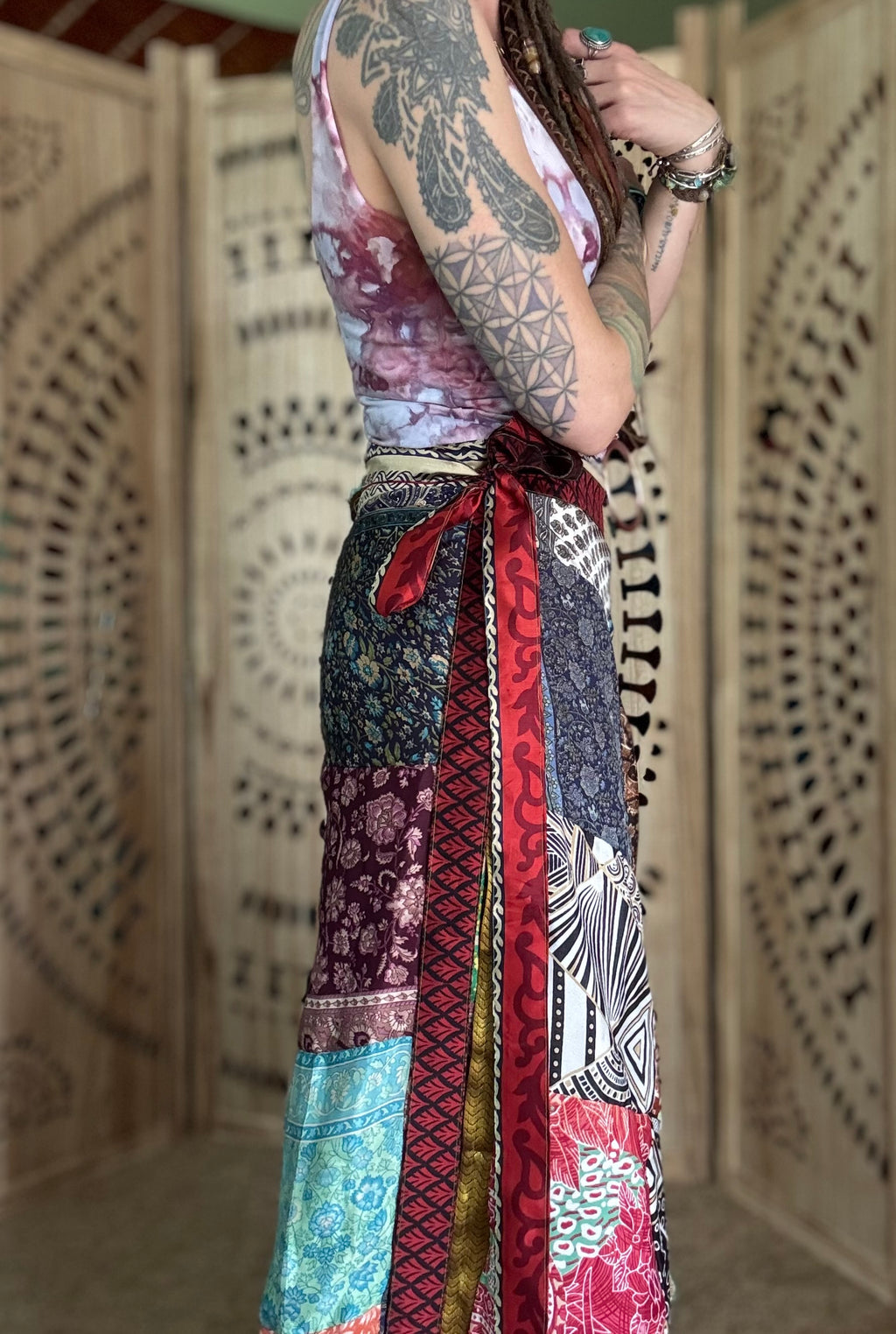 Silk Sari Patchwork Wrap Skirt