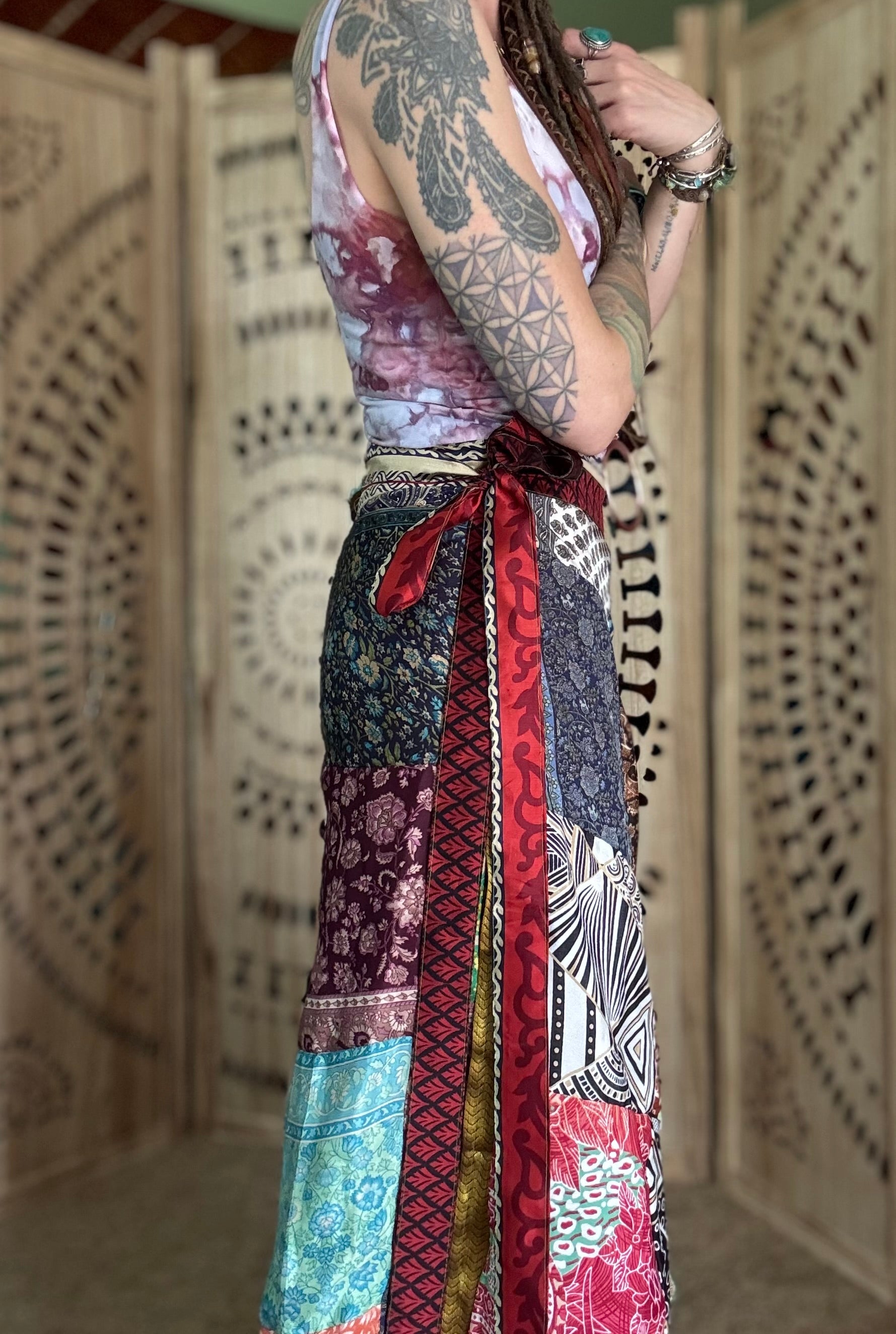 Silk Sari Patchwork Wrap Skirt