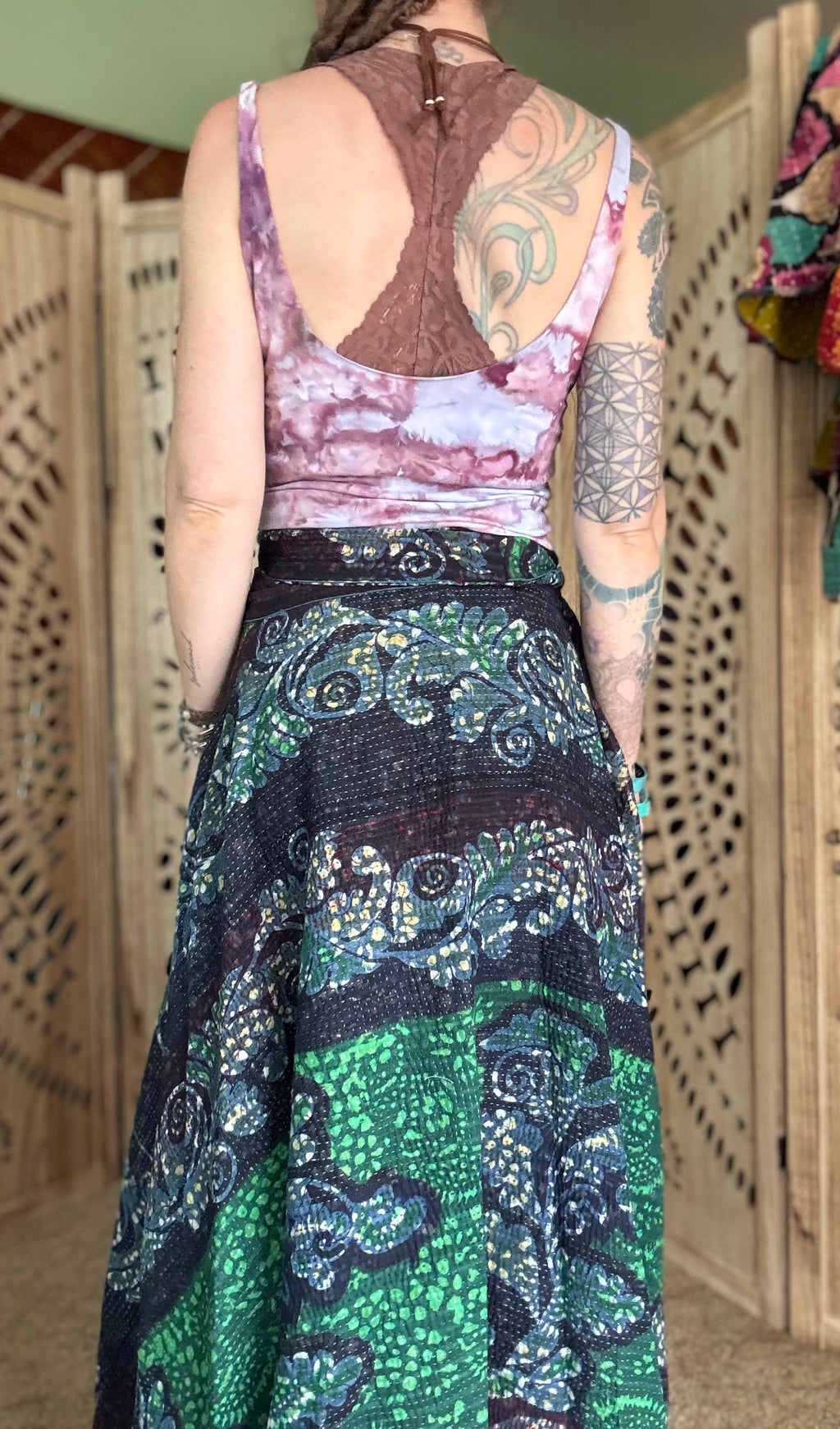 Indigo Kantha Wrap Skirt