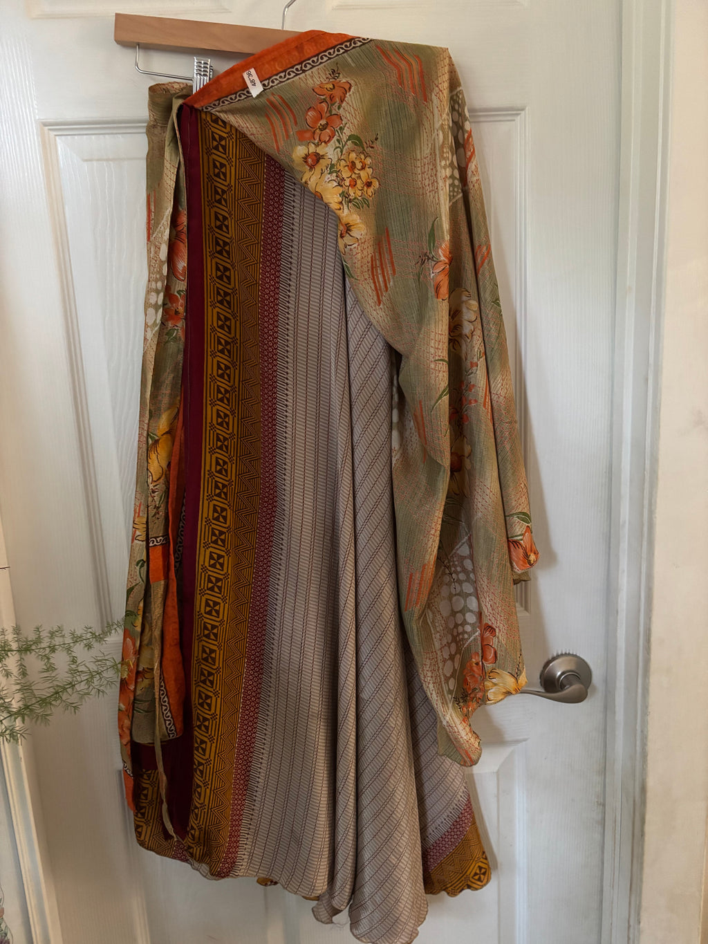 Bohemian Indian Silk Sari Wrap Skirt - Double Layer , Reversible | Free Flow Dancing Skirt