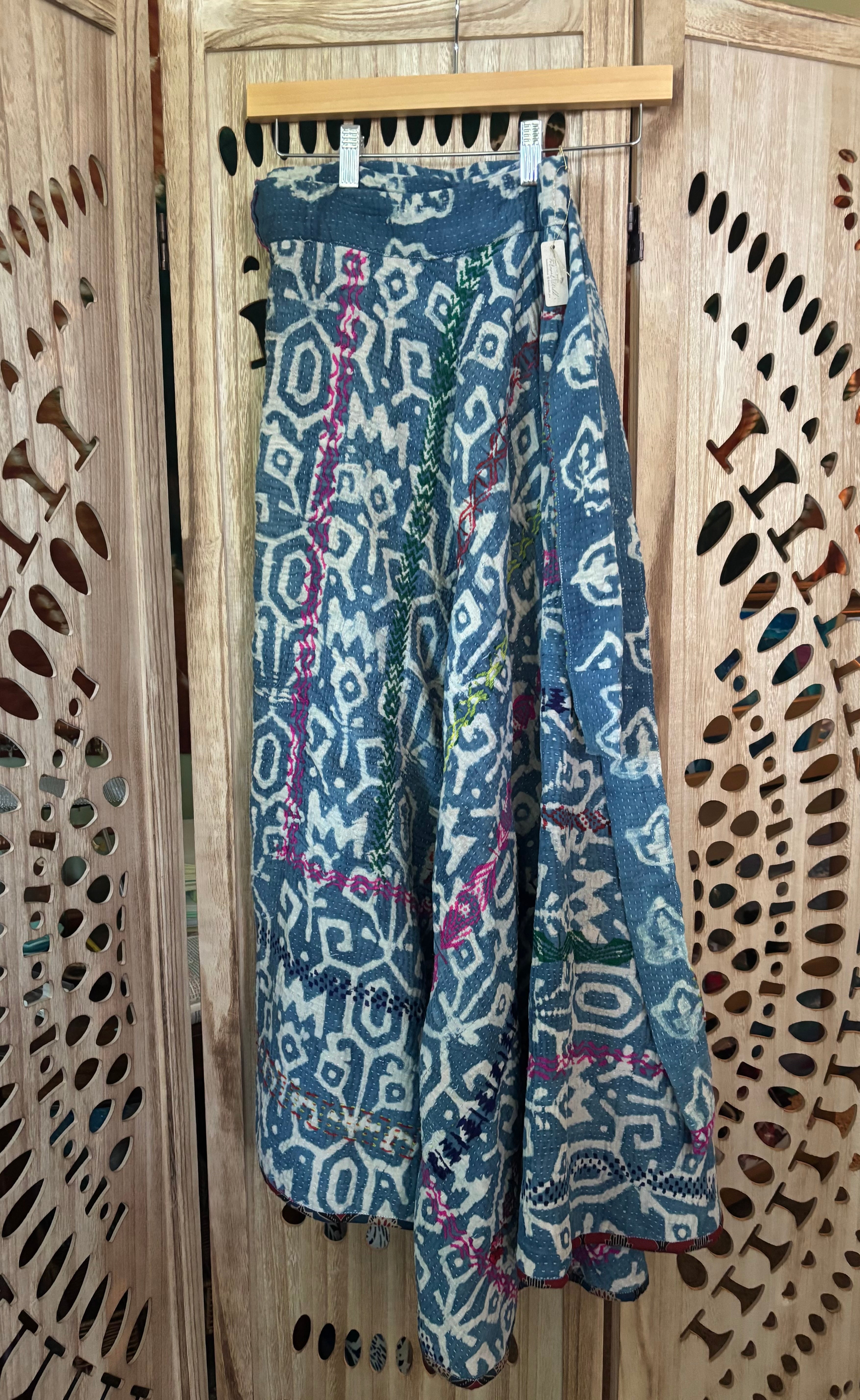 Indigo Kantha Wrap Skirt