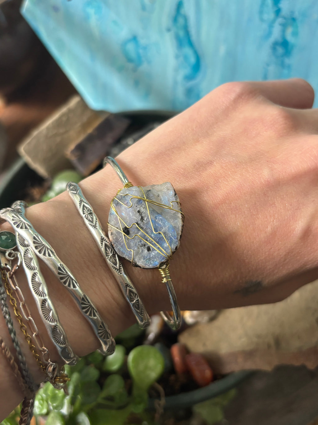 Raw Moonstone Cuff