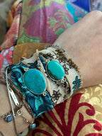 Natural Turquoise Sari Wrap Bracelet