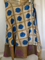 Knee Length Bohemian Flowy Dancing Worship Skirt | Indian Silk Sari Wrap Skirt - Double Layer , Reversible