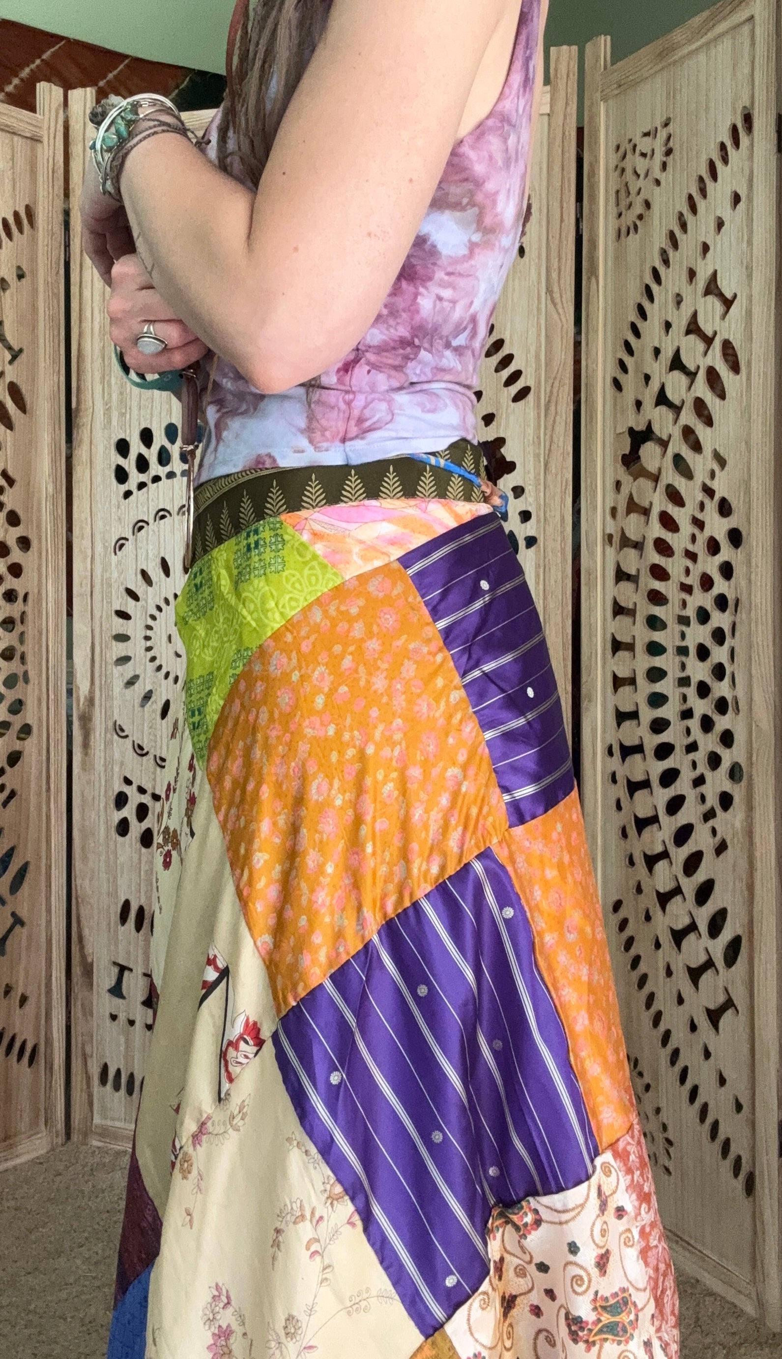 Patchwork Sari Silk Wrap Skirt