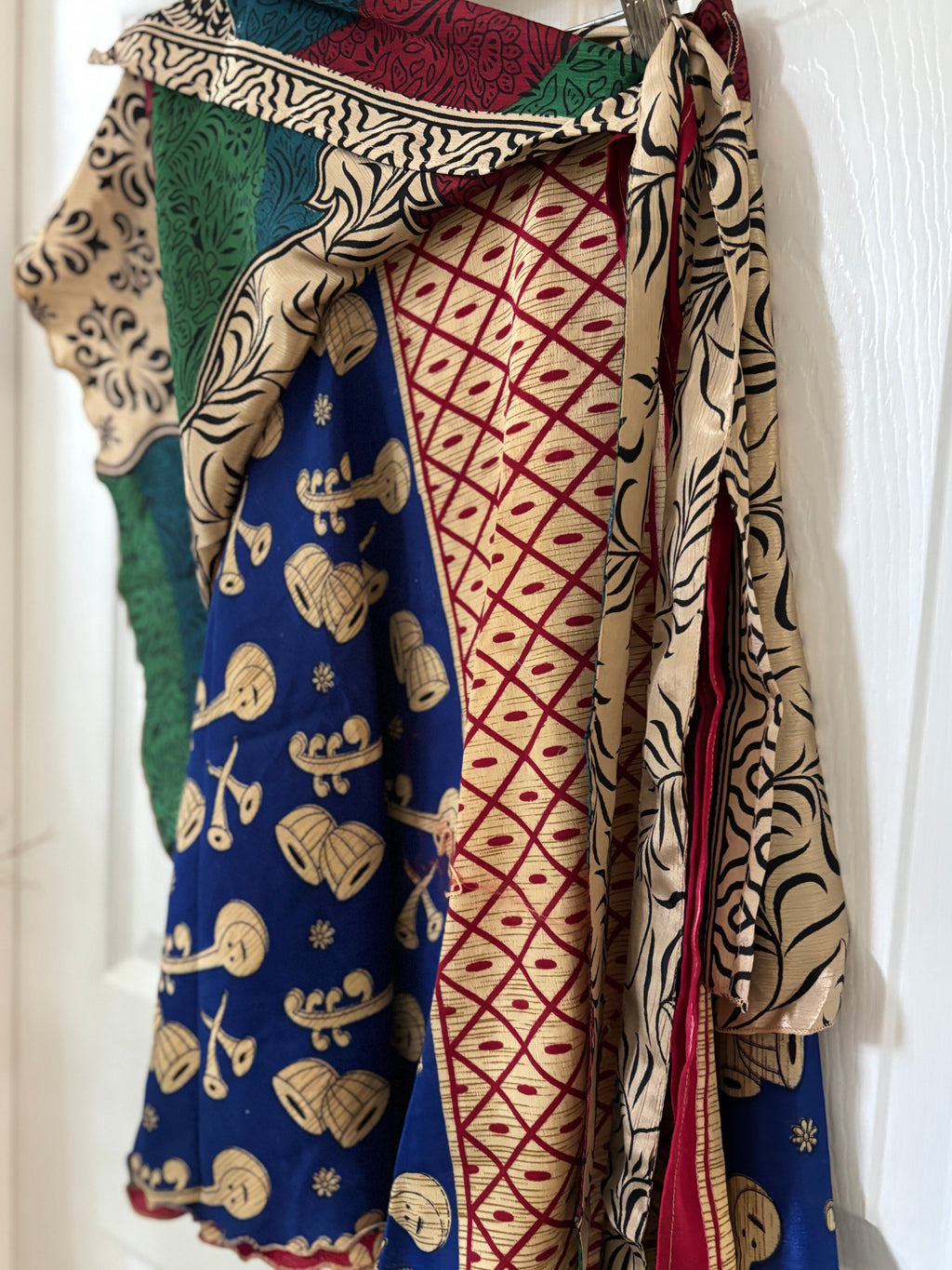 Knee Length Bohemian Flowy Dancing Worship Skirt | Indian Silk Sari Wrap Skirt - Double Layer , Reversible